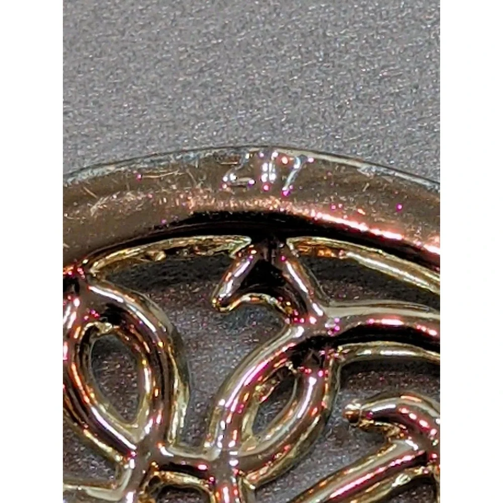 Vtg Silver Tone Filigree Connector Clasp Round Openwork 917 Cloak Sweater 30mm